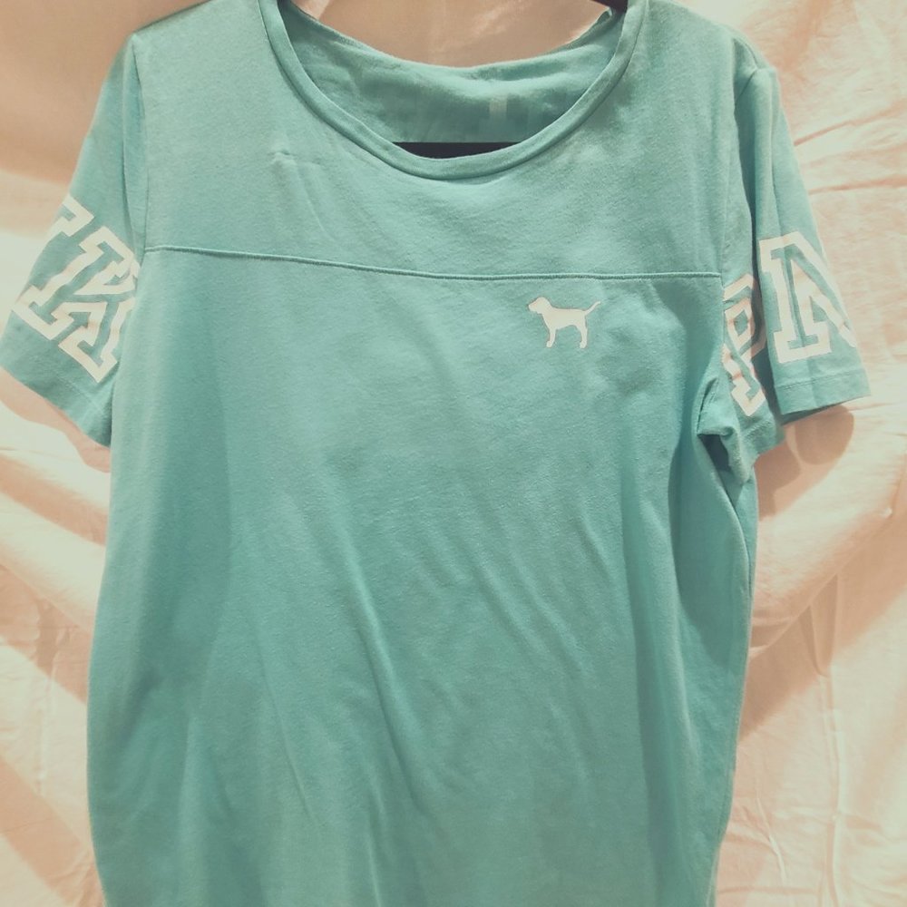 EUC PINK VS Victoria's Secret Tee Large Turquoise